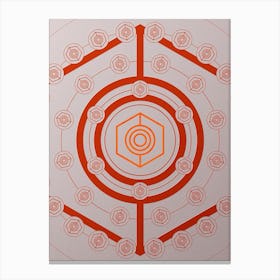 Geometric Abstract Glyph Circle Array in Tomato Red n.0131 Canvas Print