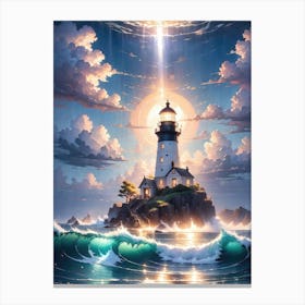 A Lighthouse In The Middle Of The Ocean 32 Canvas Print