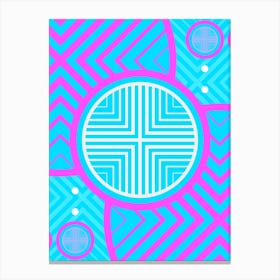 Geometric Glyph in White and Bubblegum Pink and Candy Blue n.0018 Canvas Print