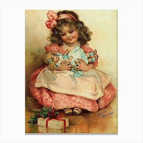 Little Girl With Her Dolls Canvas Print