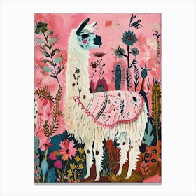 Floral Animal Painting Llama 4 Canvas Print