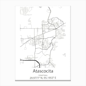 Atascocita,United States Minimalist Map 1 Canvas Print