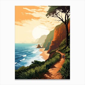 Kalalau Trail Hawaii 2 Vintage Travel Illustration Canvas Print