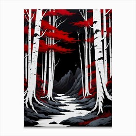 Red Birch Forest Canvas Print