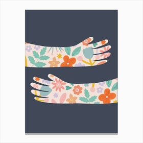 Two Hands With Flowers Canvas Print