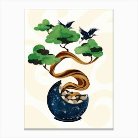 Cranes On A Bonsai Tree Canvas Print