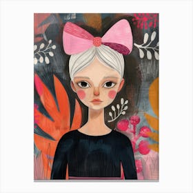 Girl With Pink Bow Canvas Print