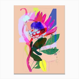 Protea 2 Neon Flower Collage Canvas Print