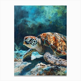 Sea Turtle On The Ocean Floor 4 Canvas Print