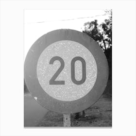 20 Speed Sign Canvas Print