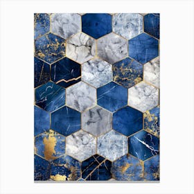 Blue And Gold Marble Canvas Print