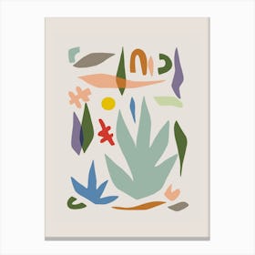 Small Leaves Cut Out In Grey Canvas Print
