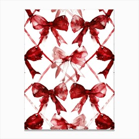 Dark Red Bows 2 Pattern Canvas Print