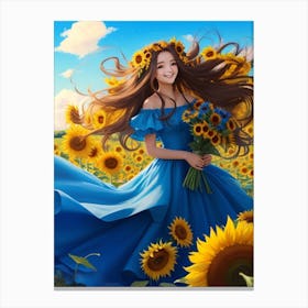 Dreamshaper V7 24 Years Old Lady Hyper Long Hair Flowers In Ha 0 Canvas Print