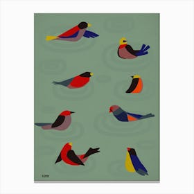 Minimal Kubistik Birds Canvas Print