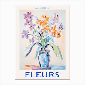French Flower Poster Orchid Canvas Print
