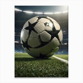 Soccer Ball On The Field Canvas Print