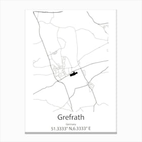 Grefrath,Germany Minimalist Map Canvas Print