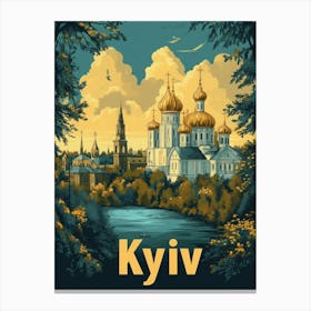 Aihrgdesign A Mid Century Modern Travel Poster For Kyiv 5 Canvas Print