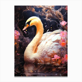 Swan In Water 1 Canvas Print