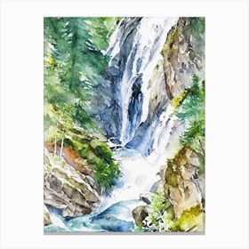 Trümmelbach Falls, Switzerland Water Colour  (3) Canvas Print