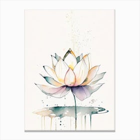 Sacred Lotus Minimal Watercolour 3 Canvas Print