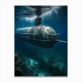 Submarine In The Ocean-Reimagined 43 Canvas Print