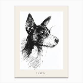 Basenji Dog Line Sketch 3 Poster Canvas Print