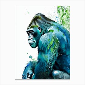 Gorilla Crawling Gorillas Mosaic Watercolour 1 Canvas Print