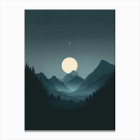 Moonlight In The Mountains Canvas Print