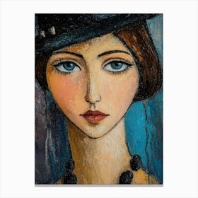 Portrait Of Woman In A Hat Canvas Print