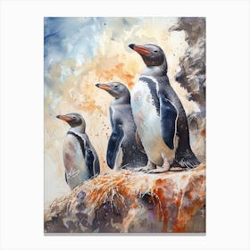 Humboldt Penguin Zavodovski Island Watercolour Painting 2 Canvas Print