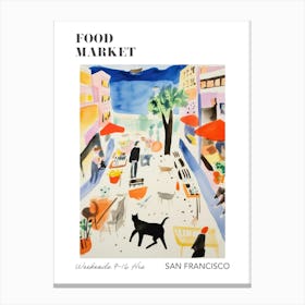 The Food Market In San Francisco 1 Illustration Poster Canvas Print