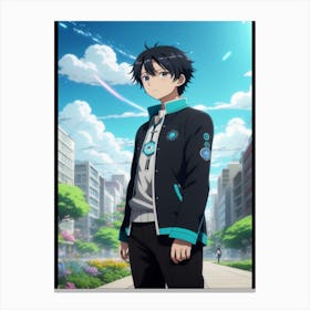 Anime Character Standing In A City Canvas Print