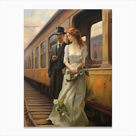 Couple On A Train art print Canvas Print