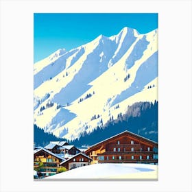 La Clusaz, France Midcentury Vintage Skiing Poster Canvas Print