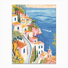 Travel Poster Happy Places Amalfi Coast 8 Canvas Print