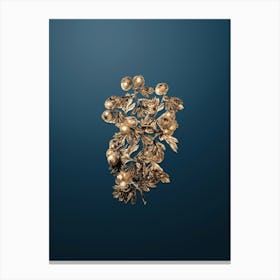 Gold Botanical Sweet Scented Hawthorn on Dusk Blue n.3450 Canvas Print