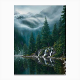 Misty Mountain Lake Canvas Print