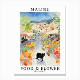 Food Market With Cats In Malibu 2 Poster Canvas Print