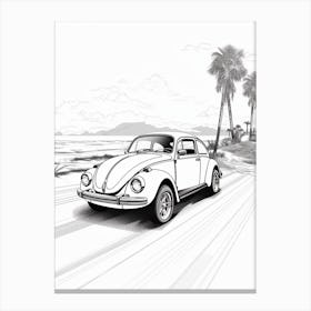 Volkswagen Beetle Tropical Drawing 1 Canvas Print
