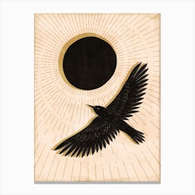 Raven And A Black Sun Canvas Print