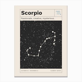 Scorpio Zodiac Sign Constellation Canvas Print