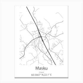 Masku,Finland Minimalist Map Canvas Print