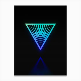 Neon Blue and Green Abstract Geometric Glyph on Black n.0012 Canvas Print