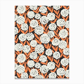 Blooming Abstract Allium Flowers White Orange Black Canvas Print