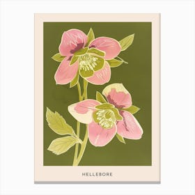 Pink & Green Hellebore 2 Flower Poster Canvas Print