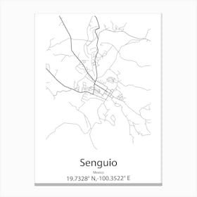 Senguio,Mexico Minimalist Map Canvas Print