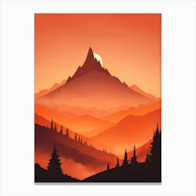 Misty Mountains Vertical Composition In Orange Tone 100 Canvas Print