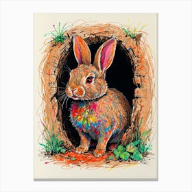 Rabbit In A Hole Canvas Print